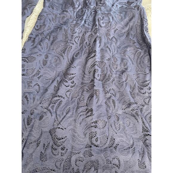 H&M Women’s Lace Dress V Neck Navy Blue Classy Semi Sheer Lined Slim Fit Sz 6 - Picture 6 of 9